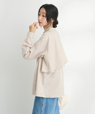 CRAFT STANDARD BOUTIQUE バックフリルシャツ Stripe Beige