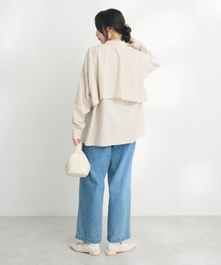 CRAFT STANDARD BOUTIQUE バックフリルシャツ Stripe Beige
