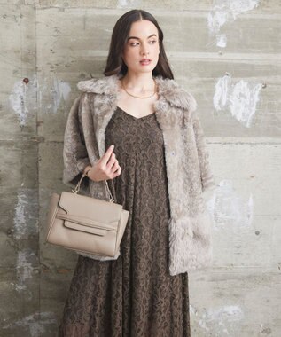 GRACE CONTINENTAL ムートンポンチョコート グレー