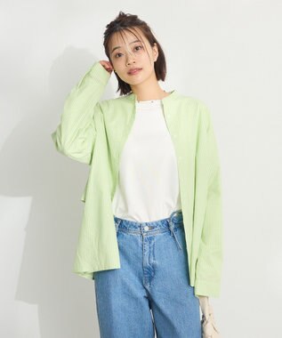CRAFT STANDARD BOUTIQUE バックフリルシャツ Stripe Green