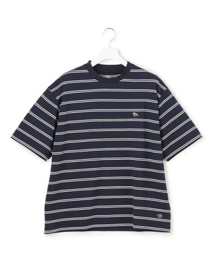 J.PRESS YORK STREET 【UNISEX】ブルドッグワンポイント ボーダー Tシャツ ネイビー系1