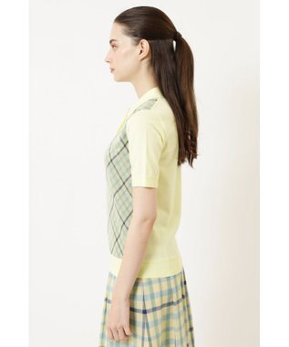 DAKS ジャカードチェックニットポロ コイ