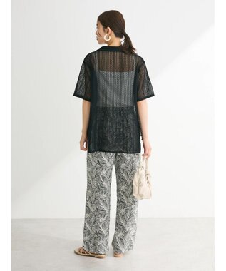 Green Parks レース開襟ブラウス Black