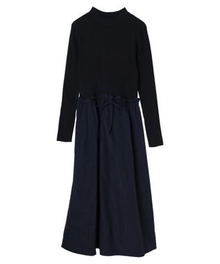 Green Parks ドッキングニットワンピース Navy