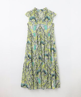 GRACE CONTINENTAL シフォンプリントティアードワンピース イエロー