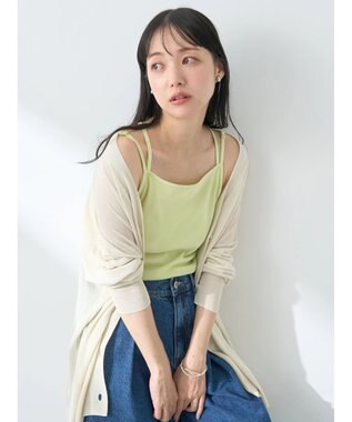 earth music&ecology キラキララインストーンキャミ Lime Green