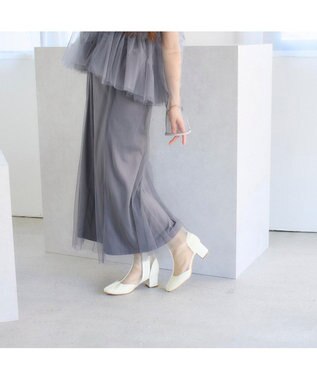 MODE ET JACOMO <noyau>ブロックヒールチュールブーツ ホワイト