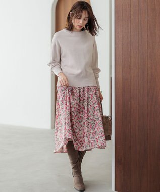 組曲 ニュアージュフラワープリント スカート ピンク系5