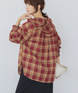 AMERICAN HOLIC チェックフードシャツ Red