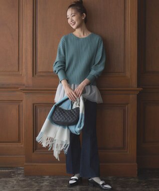 組曲 BOREROリブドルマン ニット ライトグリーン系