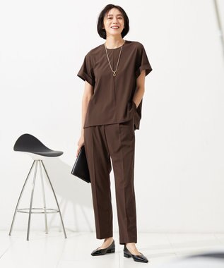 自由区 【カタログ掲載・セットアップ対応・接触冷感・UVケア・洗える】ファンクショナルクロス ブラウス ブラウン