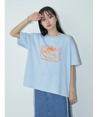 earth music&ecology Ｌｅｅ×ｅ．ｍ．ａ．ｅ　ＰＩＺＺＡ　ＴＥＥ Ice Blue