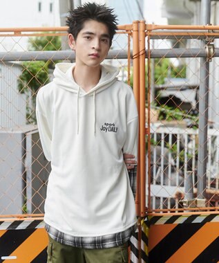 WEGO チェックレイヤードパーカー ホワイト