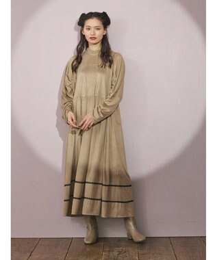 Green Parks ■ＥＳＣＡＲ　スエード調ギャザーキリカエワンピース Mocha