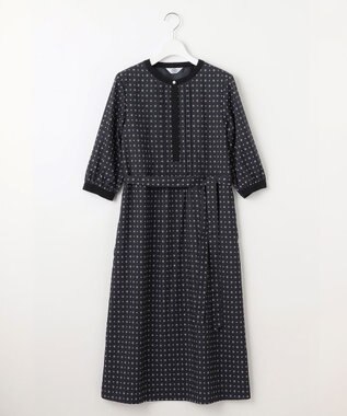 J.PRESS LADIES S 【洗える】ジオメトリックプリント ワンピース ネイビー系