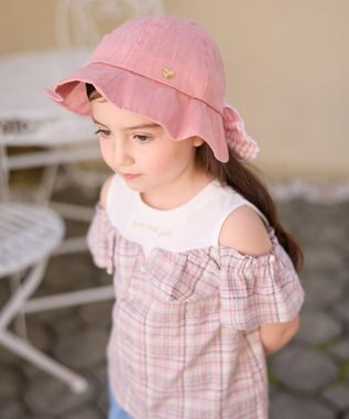 ANY KIDS 日よけ付き リボン ハット ピンク