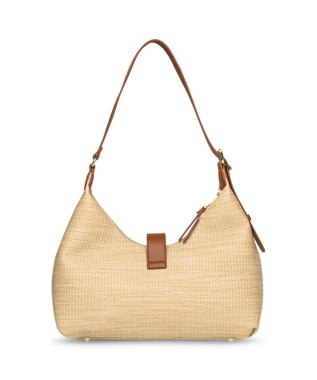 STEVE MADDEN BOVIE-S メタルアクセントラフィア調ショルダーバッグ ナチュラル