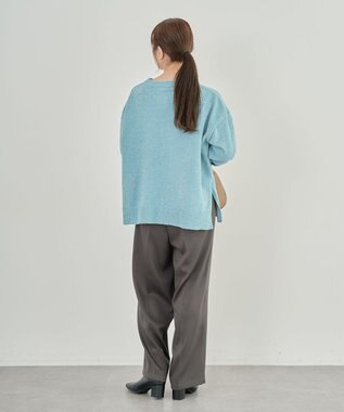 Green Parks ベロアモールリラックスサイズニットプルオーバー Sax