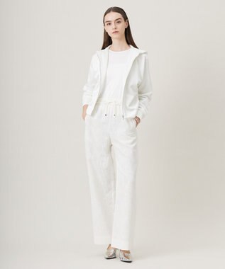 ICB 【洗える】 ライトスラブツイード ワイドパンツ オフホワイト系