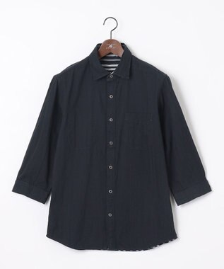 JOSEPH ABBOUD 【1枚で2通りの着こなし】オーガニックコットンリバーシブル 七分袖シャツ