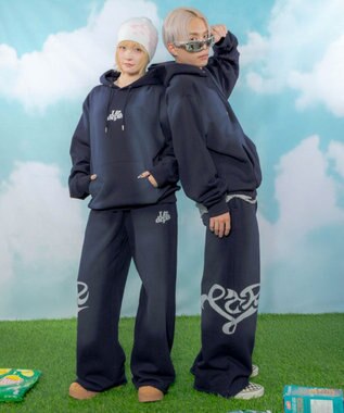 WEGO 【ユニセックス着用ITEM】ハートモチーフプルパーカー ネイビー