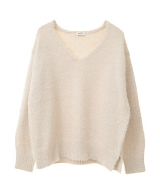 earth music&ecology スパンコールシャギーＶネックプルオーバー Ivory