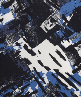 ICB L 【洗える】 ブラッシュプリント ワイドパンツ アゲートブルー系