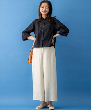 組曲 S エンブロイダリーレース襟付 ブラウス ブラック系