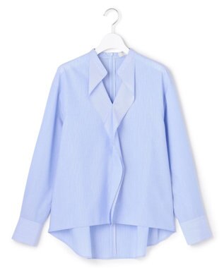 ICB 【先行予約】クリーンブロード ラッフルデザイン プルオーバーブラウス ブルーストライプ