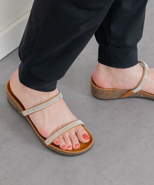 INTER-CHAUSSURES 【ITALIAN SHOEMAKERS】ラインストーンダブルストラップサンダル