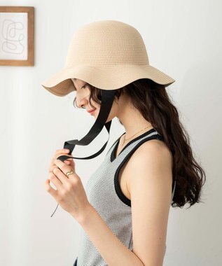 WEGO リボン付き雑材ハット キナリ