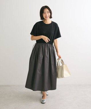 Green Parks ドロストドッキングワンピース Charcoal Gray