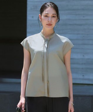 ICB 【新色追加・CLASSY.掲載】セシェシルキーローン フレンチスリーブボウタイブラウス