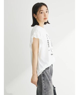 Green Parks ・ＤｏｕｂｌｅＦｌａｇｓ　フリルショルダープリントＴＥＥ Off White