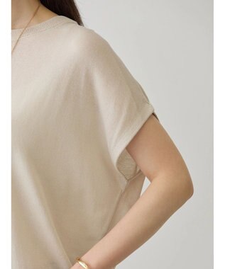 AMERICAN HOLIC 接触冷感フレンチスリーブニットプルオーバー Gray Beige