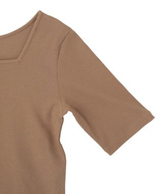 AMERICAN HOLIC スクエアネック5分袖プルオーバー Mocha