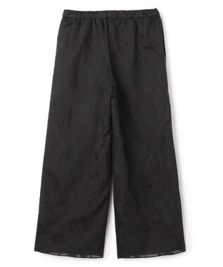 UNFILO L 【ウエストゴム】ボタニカル エンブロイダリー パンツ ブラック