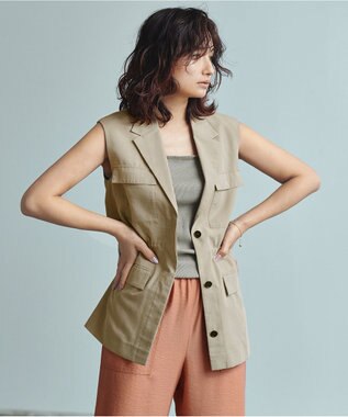 ICB 【WEB限定カラーあり・洗える】 ブロードステッチリブ タンクトップ クリームブラウンラメ系