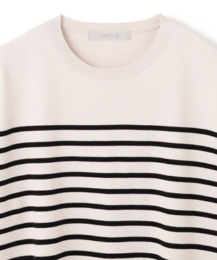 UNFILO L マイビューティニット ハーフスリーブ グレージュ×ブラック