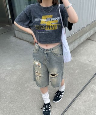 WEGO ヴィンテージウォッシュショートT 柄3