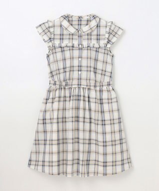 組曲 KIDS 【150-160㎝】プランタンチェック ワンピース ベージュ