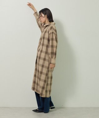 Green Parks ロングシャツワンピース Check Beige