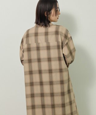 Green Parks ロングシャツワンピース Check Beige