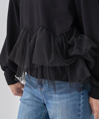 earth music&ecology チュールヘムニットプルオーバー Black