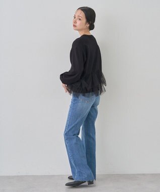 earth music&ecology チュールヘムニットプルオーバー Black