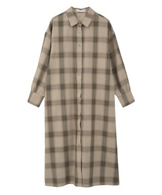 Green Parks ロングシャツワンピース Check Beige
