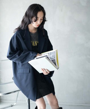 WEGO ボクシーテーラードジャケット ネイビー