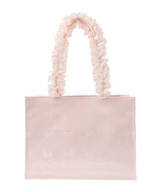 Maison de FLEUR EC限定リボン柄ジャカードスクエアトートM Pink