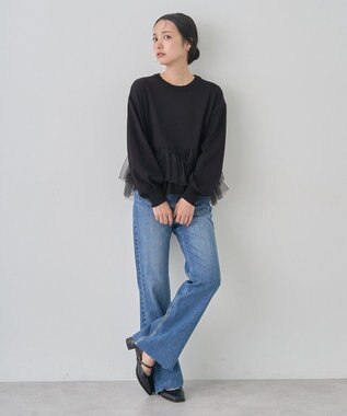 earth music&ecology チュールヘムニットプルオーバー Black