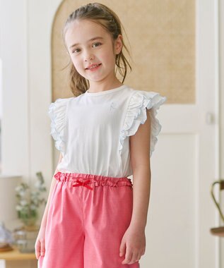 組曲 KIDS 【110-140㎝】 フルールフリルTシャツ オフホワイト